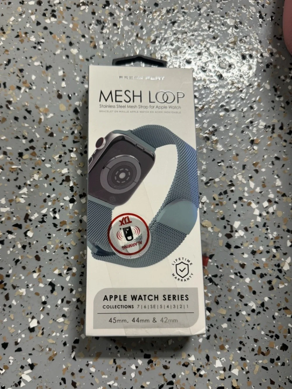 NWT Press Play Mesh Loop Apple Watch Band 45/44/42mm Blue Stainless Steel